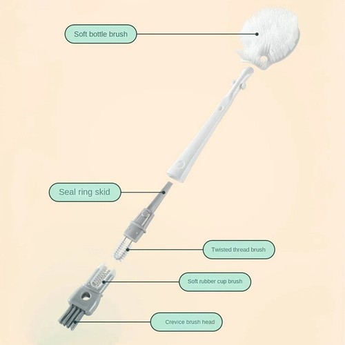Water Bottle Cleaner Brush 5 In 1 Silicone Detachable Scrubber Long Handle Br-vm - Bild 9 von 14