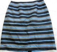 vintage TALBOTS size 8P blue 100 silk striped A-line skirt 98 NEW kn68