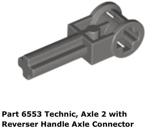 Lego 1x 6553 Dark Gray Technic, Axle 2 with Reverser Handle Axle Connector 8002