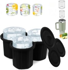 Stanley Cup Ice Mold 40 oz 30 oz Silicone Ice Cube Tray With Lid, 3 Pcs Black 