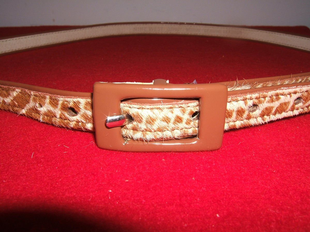 NINE WEST Cow Hair Leather Belt with Leopard Print $100 NWOT KL Women main image 2