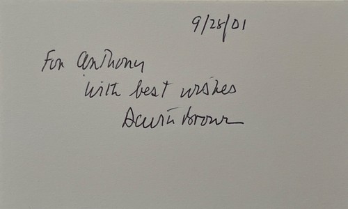 Tarjeta índice autógrafa firmada por David Brown Jaws de productor RARA CERTIFICADO DE AUTENTICIDAD K9 - Imagen 2 de 2