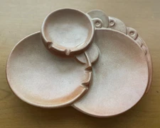 Retro Vintage MCM Gracetone Frankoma Orbit Ashtray Orange Art Deco Footed