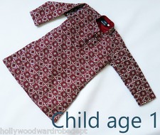 INDIA traditional kid child age1 kurta silk red burgundy gold shirt wedding boy