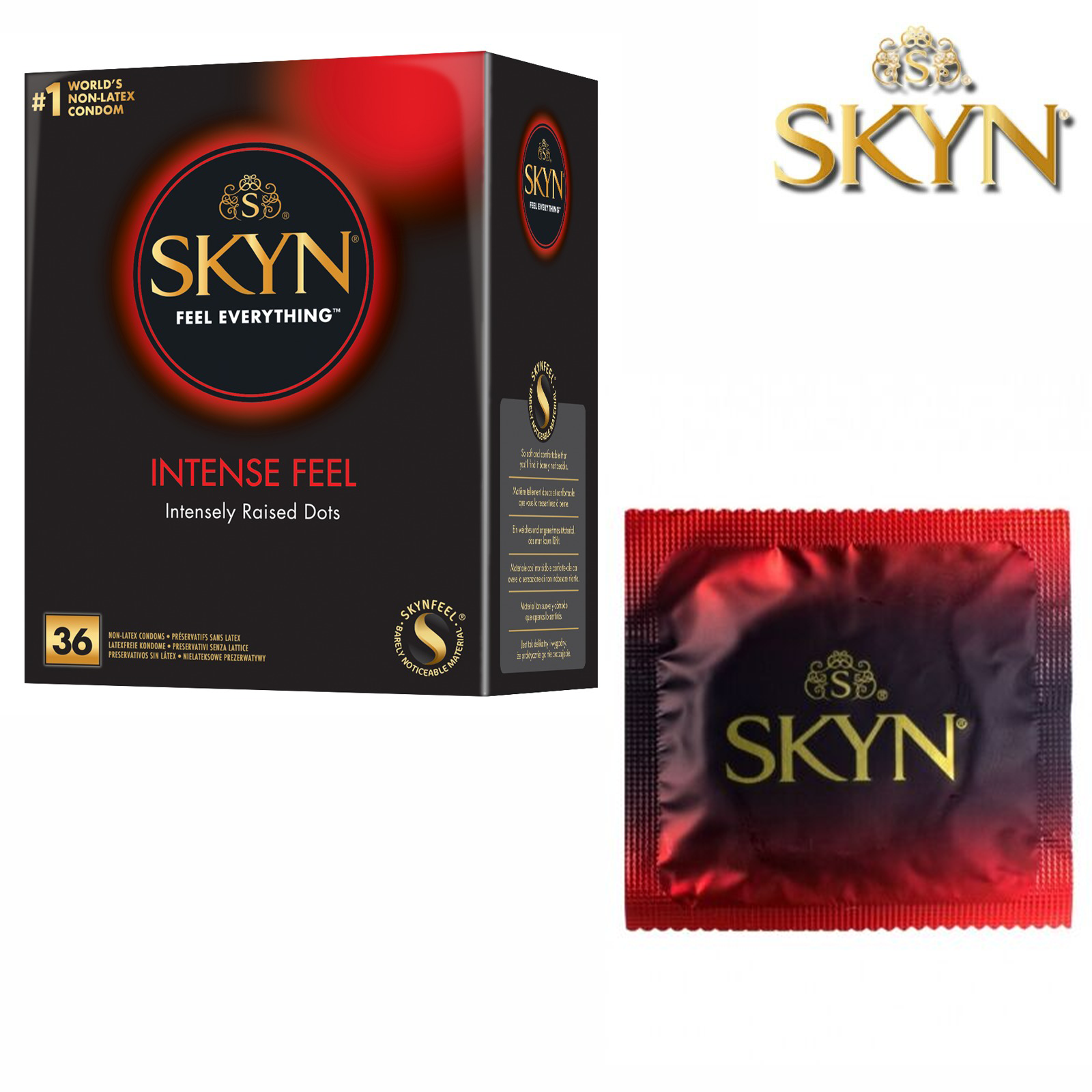 SKYN Intense Feel 36 Latex Free CONDOMS with Dots Preservativi Senza Lattice