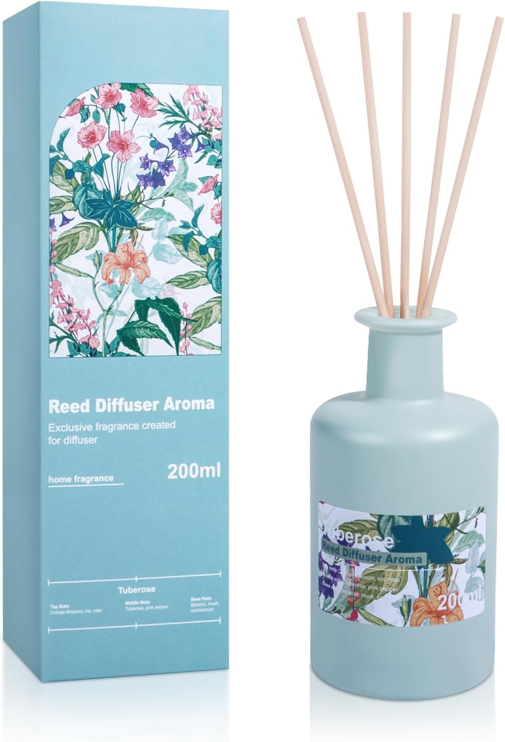 Reed Diffuser Set - Tuberose Essential Oil, 200Ml/6.8Fl Oz Orange Blossom Floral-image