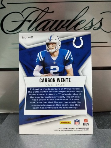 2021 Panini Rookies & Stars Carson Wentz sharp card #42 SP Purple Foil - Picture 2 of 2