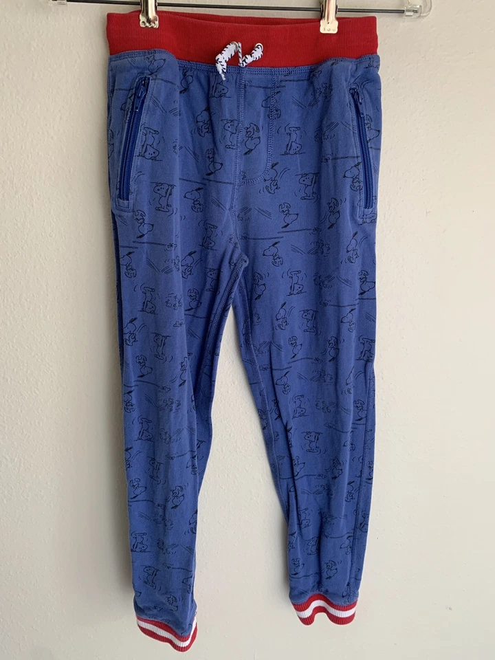 Kids US 10 140cm Hanna Andersson Snoopy Woodstock Blue Joggers Pants Peanuts - Image 2 of 4