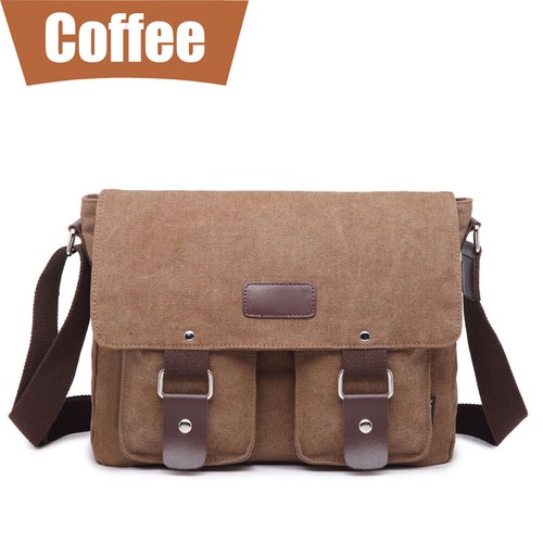 Retro Men's Canvas Large Shoulder Messenger Bag Crossbody Satchel Travel Bags AU - Picture 8 of 18
