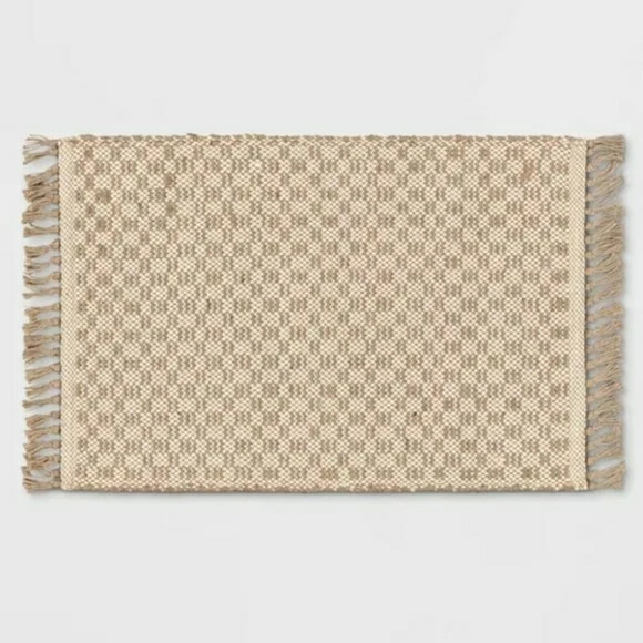 Juego de 2 alfombras de cocina umbral 20x 34 yute y algodón. Bonito para lavadero Foto 3 de 4