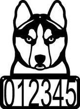 Siberian Husky Head Dog House Address Sign - Made in USA