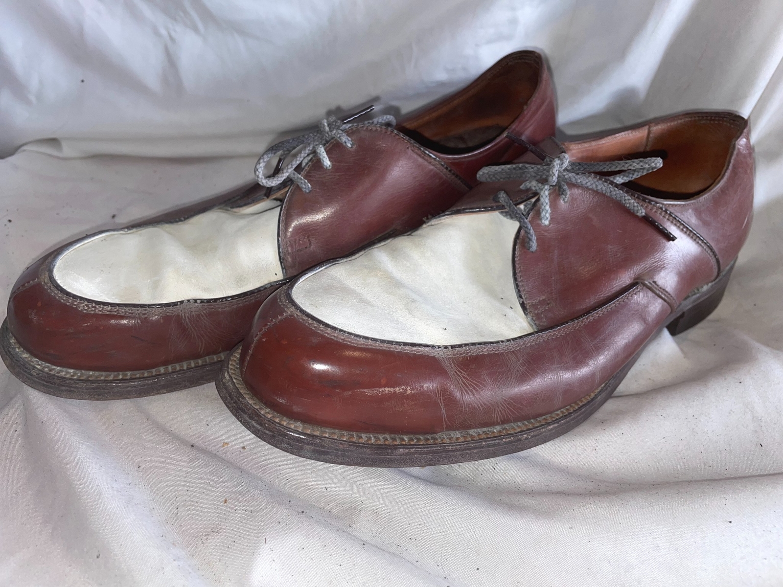 VTG 40 50 MEN 10 CHARLES CHESTER TU TONE BROWN WHITE LEATHER LACE