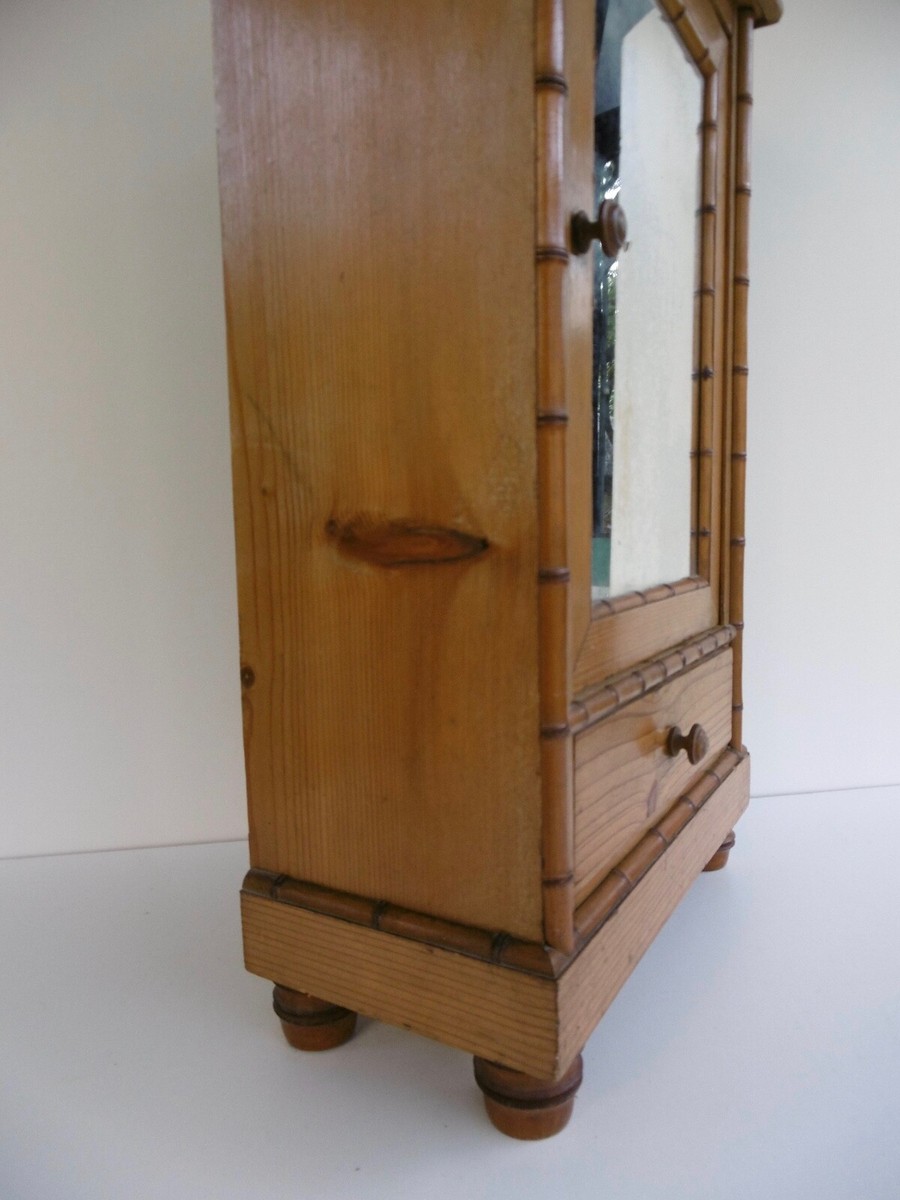 Ancienne armoire de poupée en pitchpin et bambou 📦 Envoi 24/48 h – ancien jouet pour maison de poupée – mobilier de poupée vintage - Jeux & Jouets