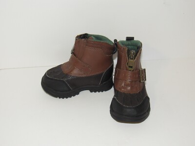 Polo Ralph Lauren Farleigh Hi Zip Black Brown Leather Zip Boots