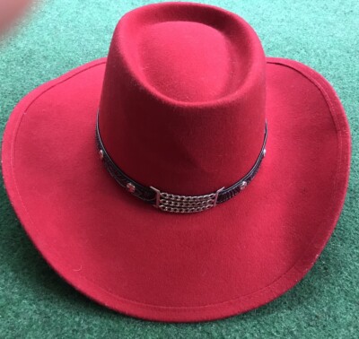 Vintage red 100%wool felt hat created by AmyG O/S handpainted teepee chamois Vintage Betmar New York 100% Wool Hat With Multi Colored  main image 4