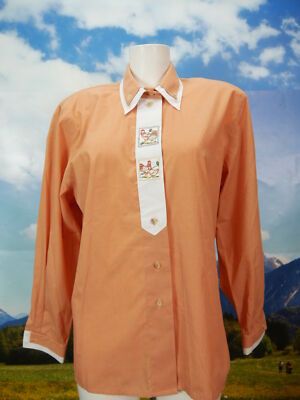 Size 42 costume blouse orange blouse Sixth Sense cotton blend embroidery tb6295