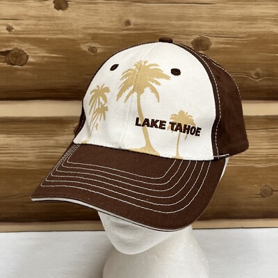 Lake Tahoe Hat Cap Strap Back Brown Beige Adjustable Mens