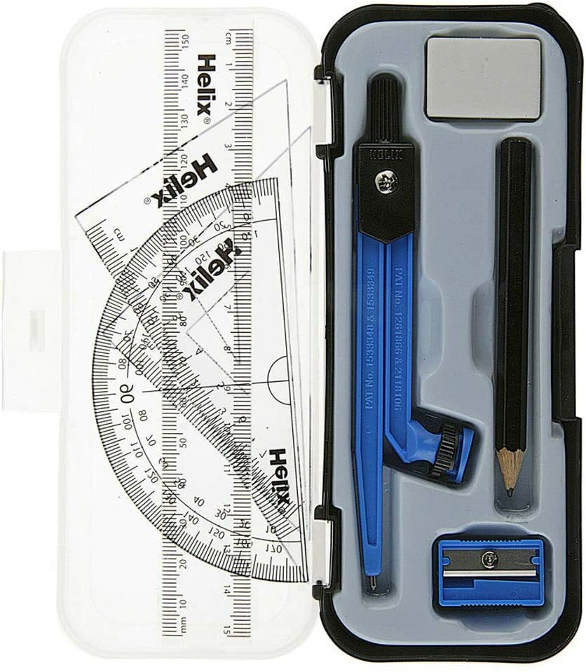 Helix Maths Set Drafting Compass Set School Geometry Compact Protector Set Ruler