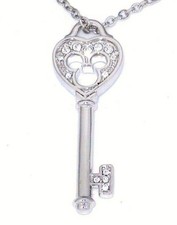 Mickey Heart Key Disney Park Arribas Necklace Made with Crystals from Swarovski