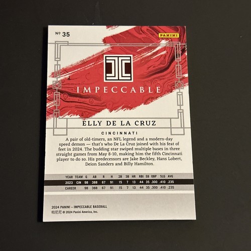2024 Panini Impeccable Silver /60 Elly De La Cruz #35 Rookie RC - Picture 2 of 10