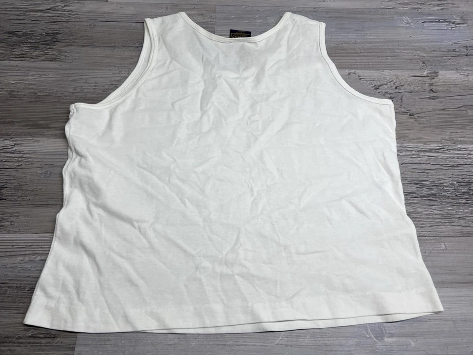 Camisa Woolrich Vintage Mujer Talla L Blanca Camiseta sin Mangas Arte Floral Hecha en EE. UU. Años 90 Foto 2 de 4