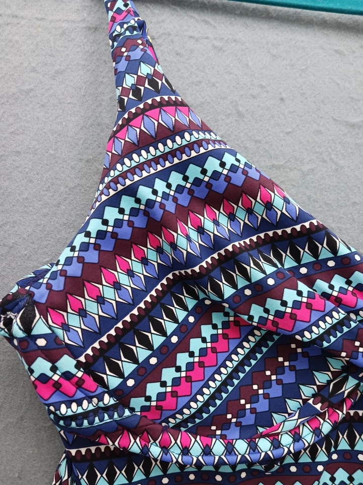 Apt. 9 Women Tankini Top Size XL Blue Geometric Tribal Print Adjustable Straps - Image 4 of 4