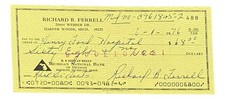 Rick Ferrell Boston Red Sox Signed  Bank Check #488 BAS