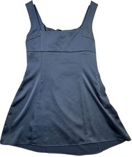 Urban Outfitters Womens Satin Mini Dress Sleeveless Size L Dark Blue Solid