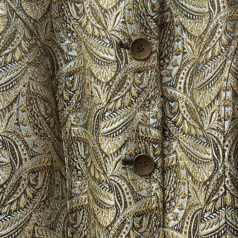 Chaqueta metálica Chico's verde cachemira para mujer talla 1 (mediana 8) cuello mandarín Foto 4 de 4