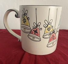 Spectrum Designz Ivory Holiday Christmas Colorful Bells Embossed 3D 'JOLLY' Mug