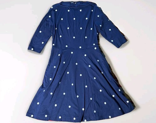 eShakti Midi Dress Women’s Size XL Blue Polk-A-Dot Cotton Blend Stretch Casual - Picture 1 of 10