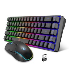 Snpurdiri 60 Wireless Gaming Keyboard and Mouse Combo,LED Black Combo