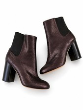 Rag  Bone Metallic Brown Leather Chelsea Boots Block Heel 37