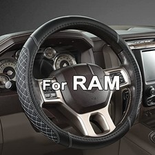 Customized Auto Car Steering Wheel Cover for Dodge RAM 1500 2500 3500, 15.5