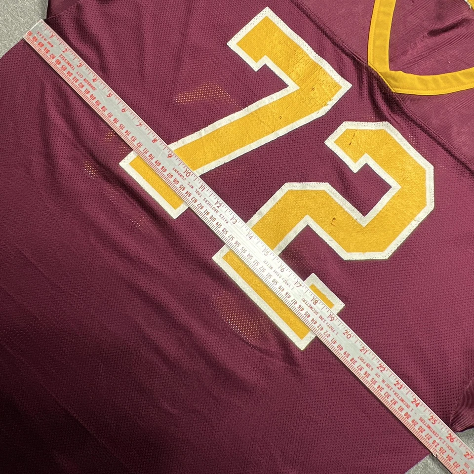 Vintage High School Football Jersey Mens Extra Large 72 Maroon Gold Game Worn - Image 3 of 4