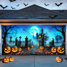 Halloween Garage Door Cover 7 X 16 Ft Large Hanging Backdrop Door Banner