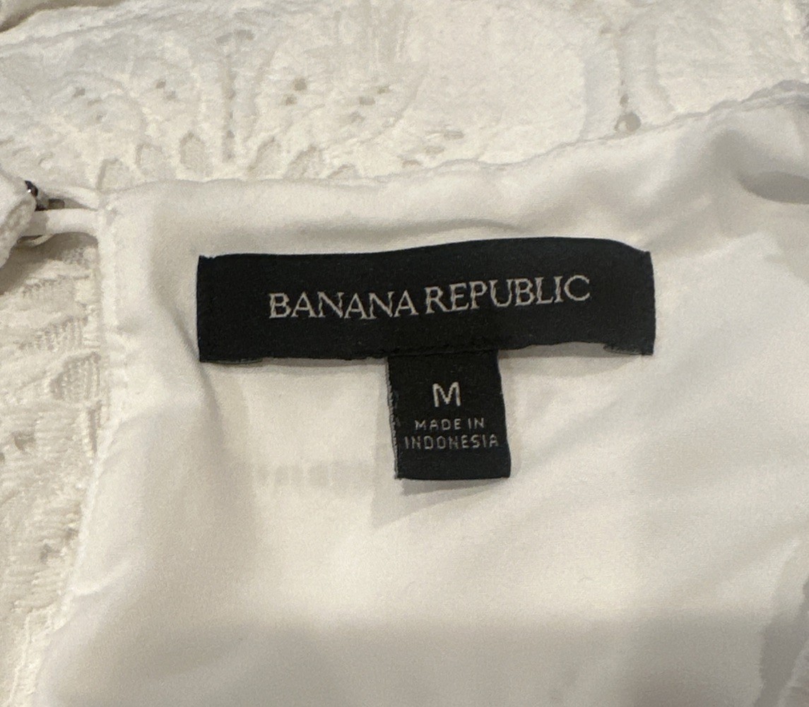 Banana Republic Solid White Lace Lined Sleeveless… - image 6