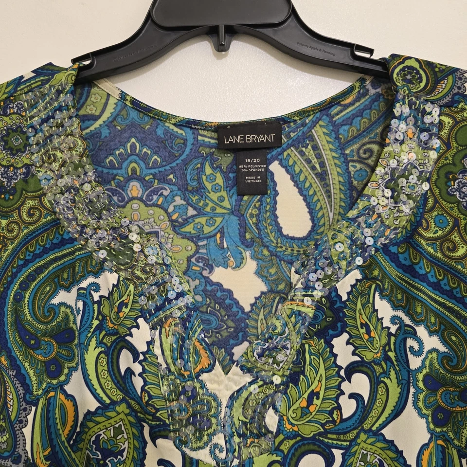 Túnica Lane Bryant VOLUP lantejoulas pavão entalhe pescoço - 18/20 - Imagem 4 de 4