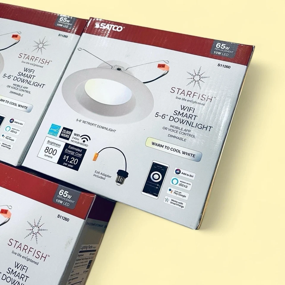 Satco S11260 - 10W LED Recessed Downlight - Starfish IOT Tunable White - 3 Pack - Image 4 of 4