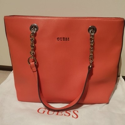  GUESS Ladies Handbag PINK Chain Shoulder Bag GENUINE inc Dust Bag 