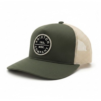 Brixton Pledge MP Mesh Cap Olive Green Off White Trucker Hat 11381 MLOFW NEW