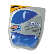 Fellowes Gel Crystals Mouse Pad w/Wrist Rest Rubber Back 8 x 9-/4 Blue 91141