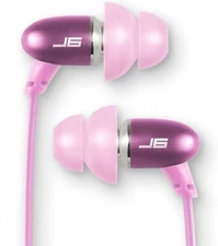 JLab Audio J6 High Fidelity Metal Ergonomic Earbuds Style Headphones, Pink