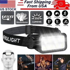 COB LED Headlamp USB Rechargeable Headlight Torch Work Light Bar Head Band Lamp