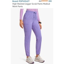 POP VIOLET High Waisted Jogger Scrub Pants Medical Work Lightweight