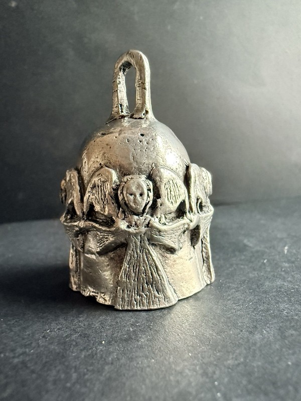 PEWTER Motorcycle Guardian Bell, Angels, 1” x 2” Good Luck Charm