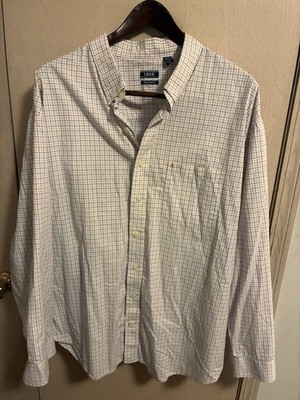 IZOD Mens Premium Essentials Dress Shirt 3XL Pink/Blue/White Check Long Sleeve