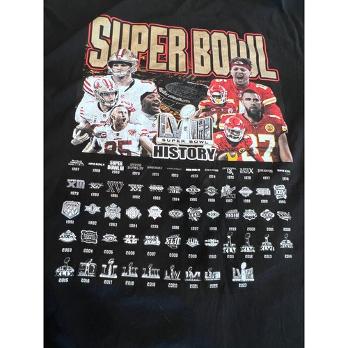 Super Bowl LVIII 49ers Chiefs Las Vegas Nevada Black T-Shirt XL NFL - Picture 6 of 6