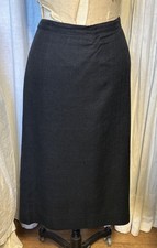 Vintage Custom Made Blk Raw Silk Midi Skirt Sz 12 7-10 Pre-owned