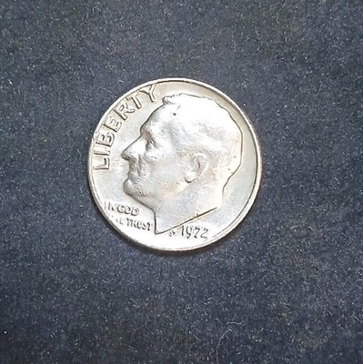1972 Roosevelt Dime No Mint Mark with Double Die Errors